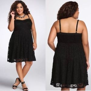 Black lace skater dress